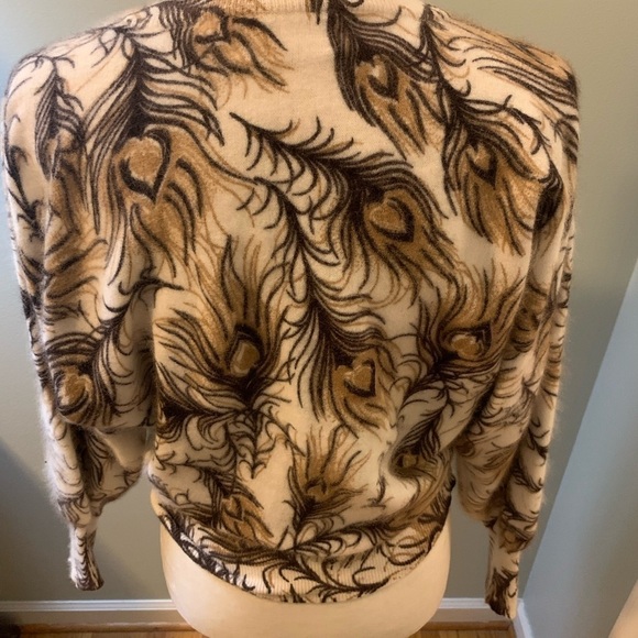 Cache Italian angora, wool floral sweater, size S - Picture 4 of 4